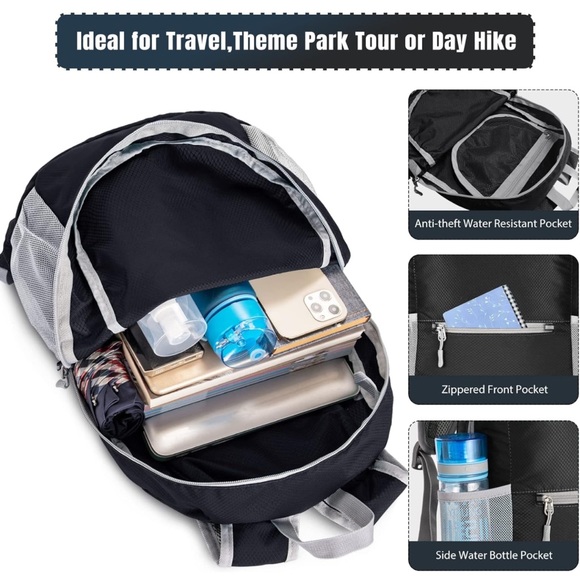 Ultra Lightweight Hiking Backpack 20L Packable Small Water Resistant Daypack - Picture 3 of 6
